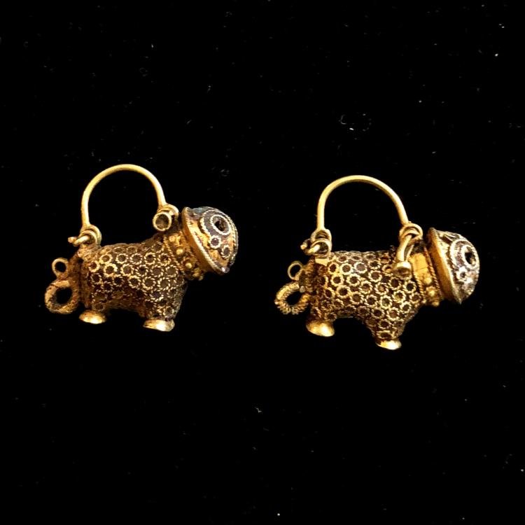 Ancient Islamic Pair of Lion Gold Earrings c.13th cent (1 of 3)