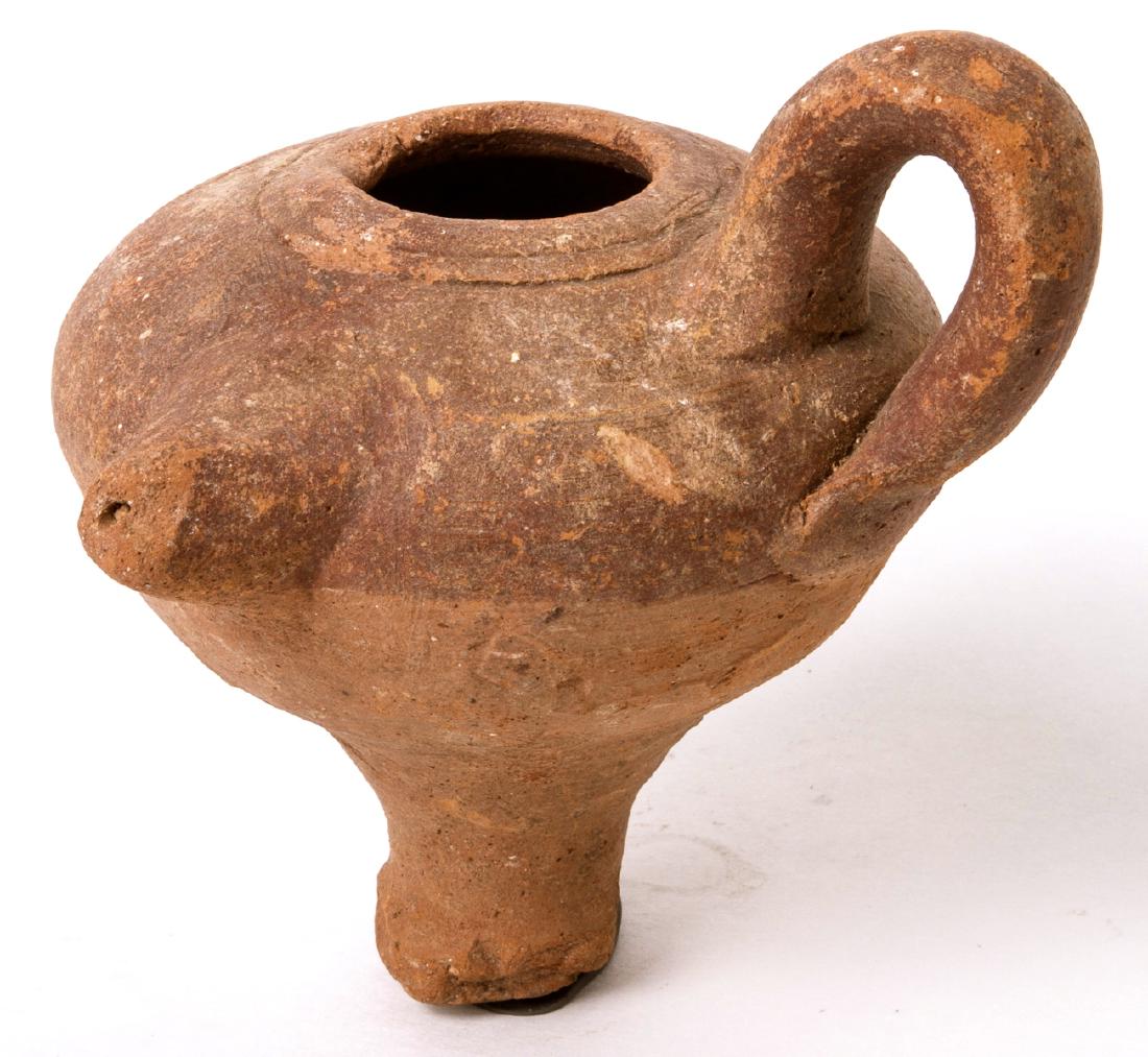 Ancient Islamic pottery oil lamp c.8th-10th century AD (1 of 2)