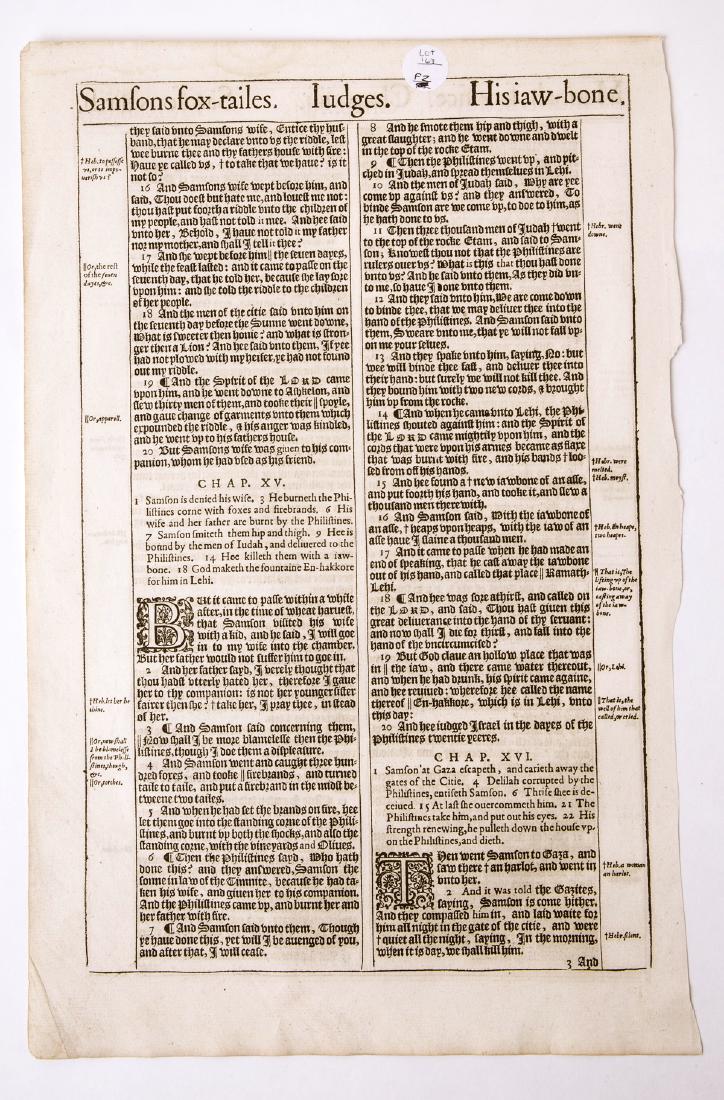 2nd Edition Original King James Bible Page Judges 1613 (1 of 2)