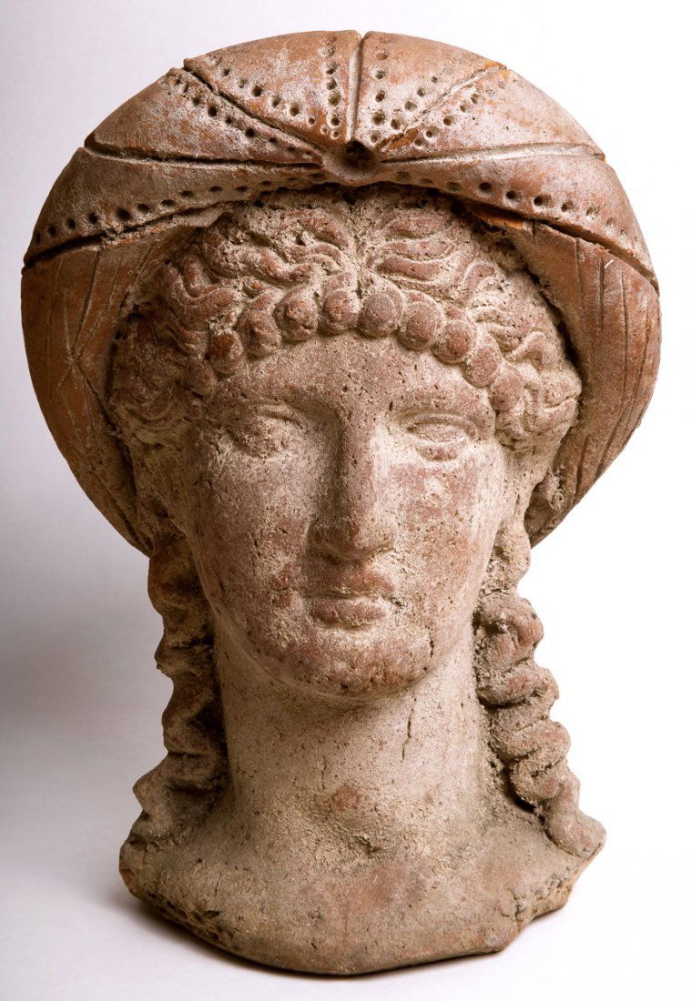 Large Etruscan Style Hollow Terracotta Head of a Youth. (1 of 3)