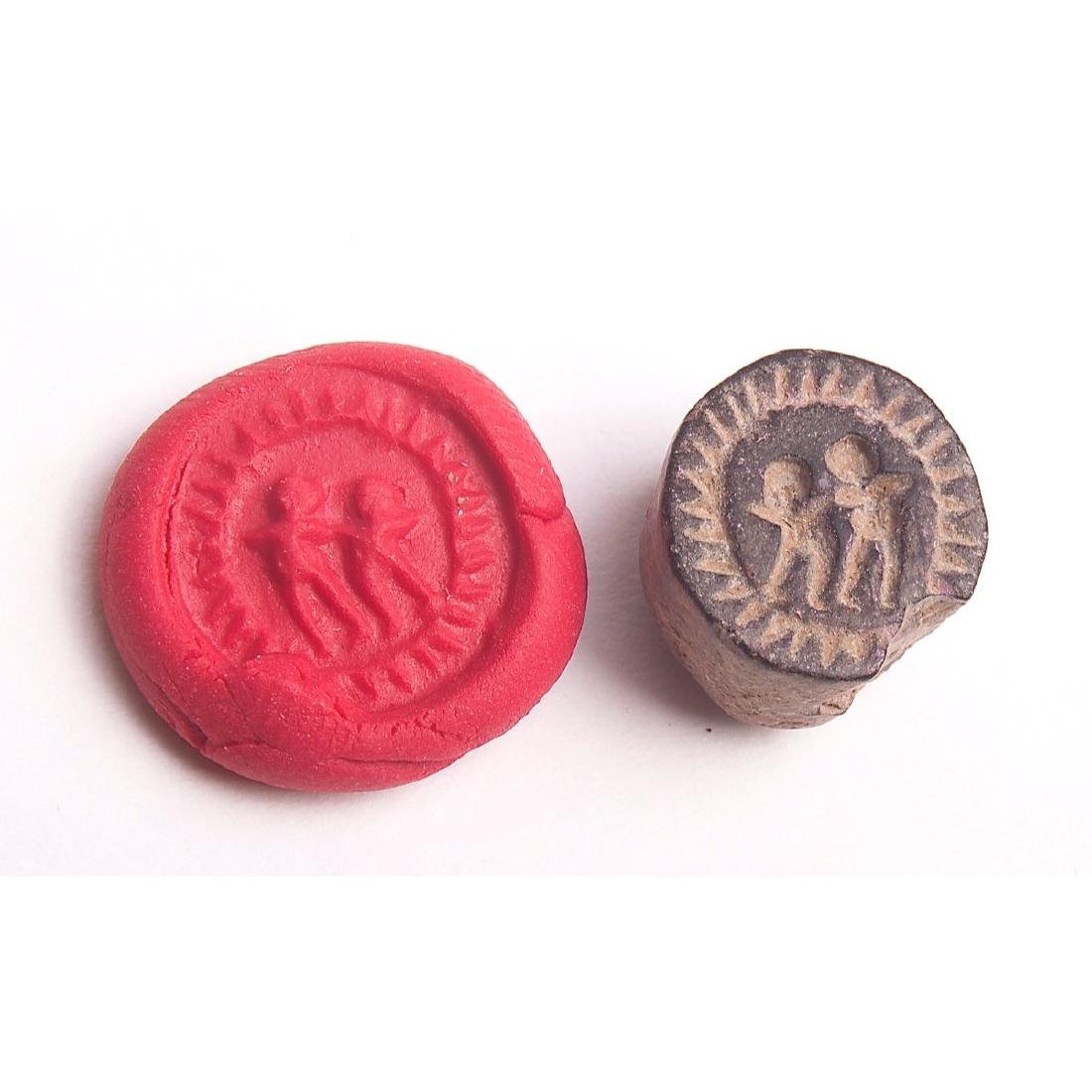 Ancient Holy Land Stone Stamp Seal with figures c.1st m (1 of 1)