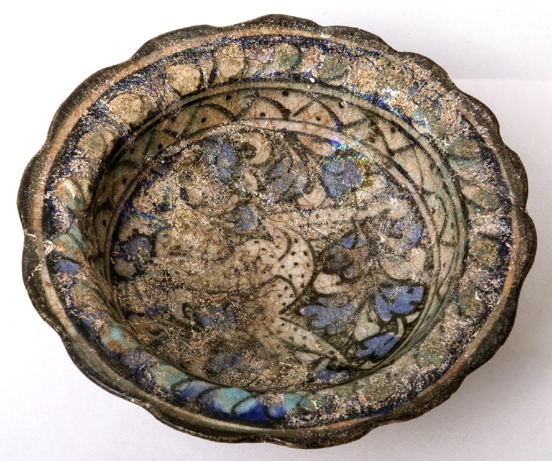 Ancient PERSIAN Ceramic FOOTED Bowl With Rabbit (1 of 2)