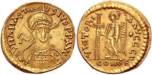 Anastasius I. 491-518. AV Solidus (20.3mm, 4.42 g, 5h). (1 of 1)