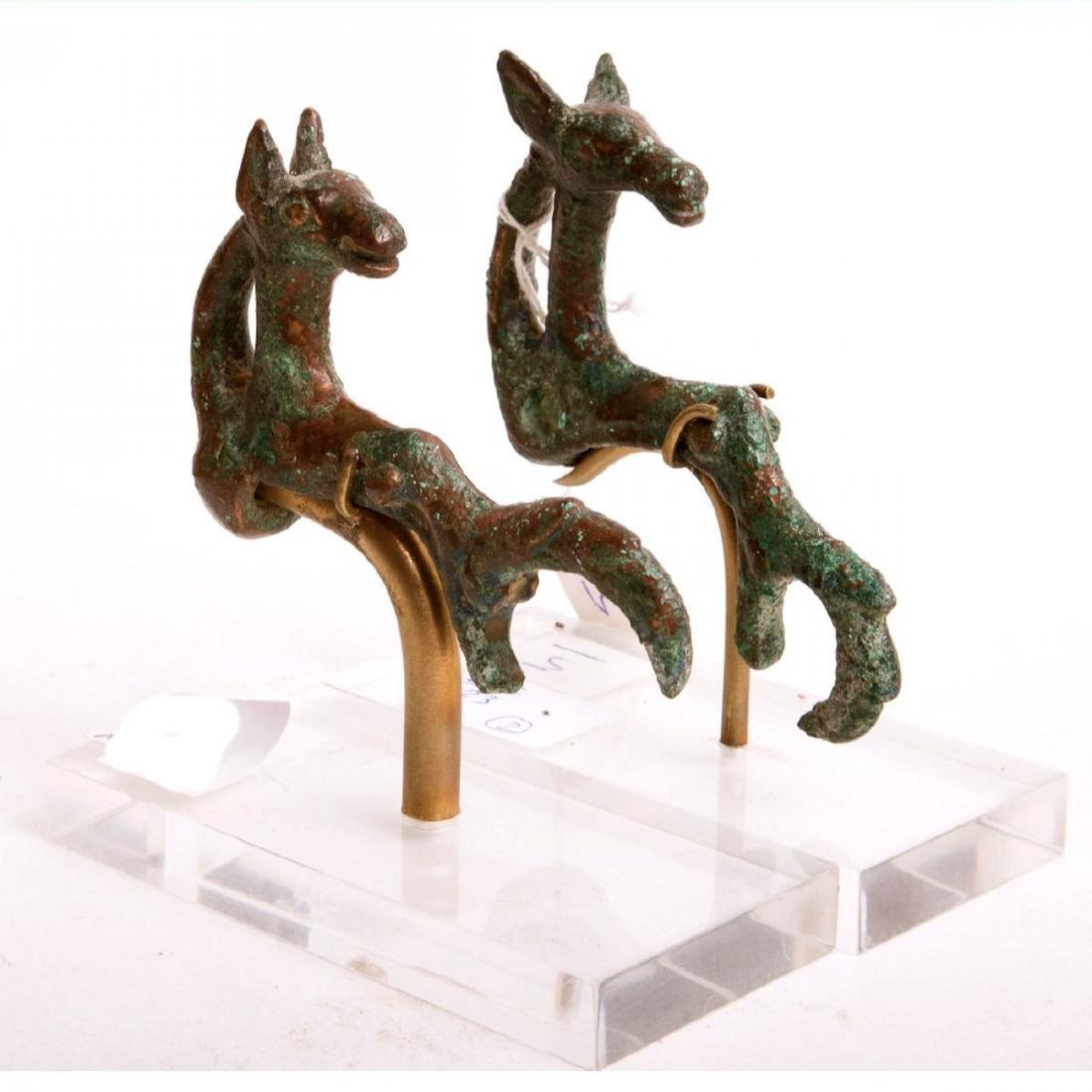 A Pair of Ancient Luristan Bronze Deer Finials c.1000 B (1 of 2)