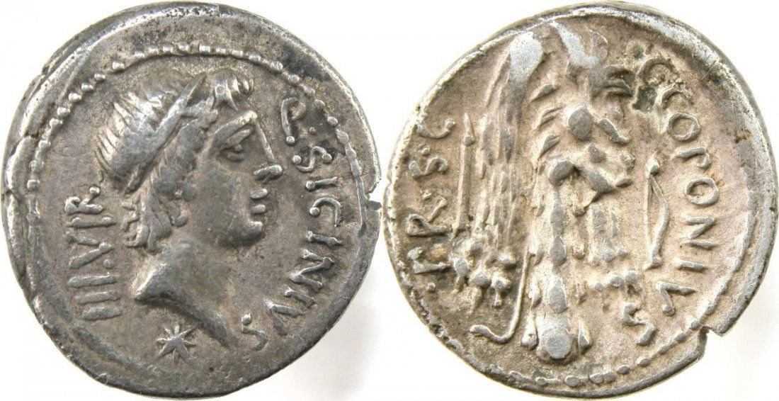 Ancient Roman Republic Silver Denarius The Pompeians. Q (1 of 1)