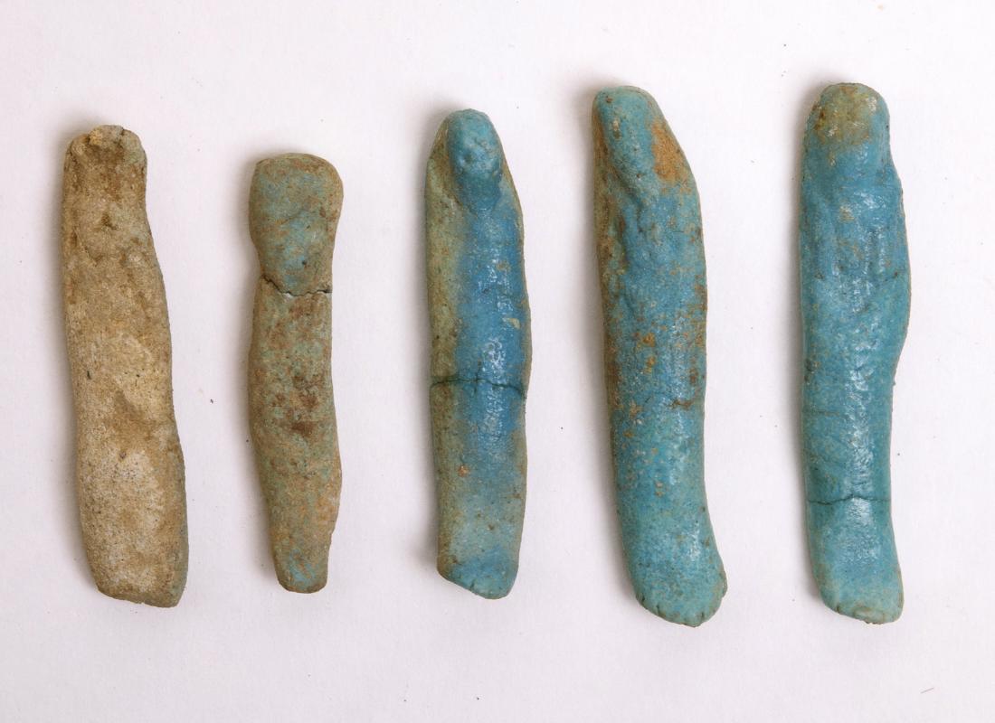 Lot of 5 Ancient Egyptian Blue Faience Ushabti figures (1 of 1)