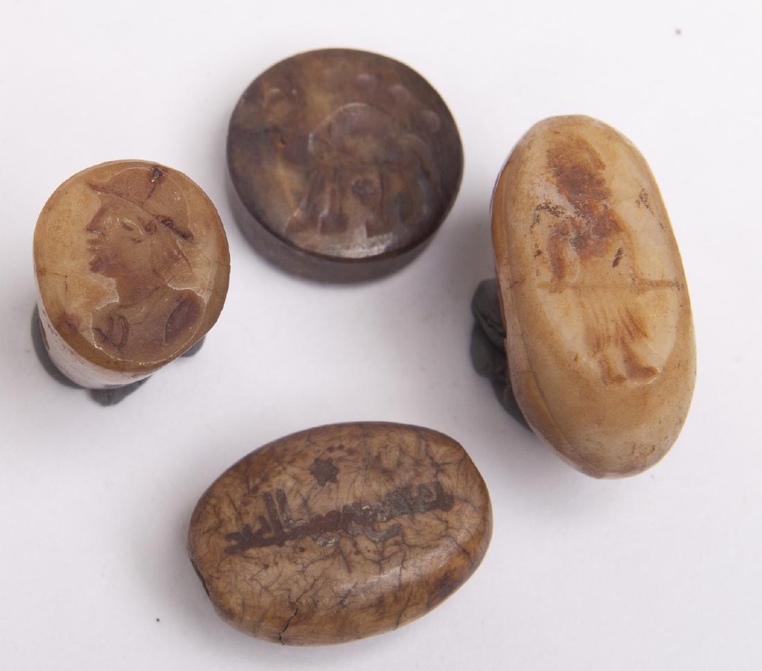 Lot of 4 Ancient Sasanian Agate Stamp Seals c.5th cent (1 of 1)