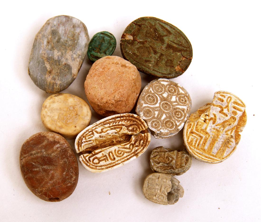 Lot of 11 Ancient Egyptian Stone Scarabs c.1200 BC (1 of 1)