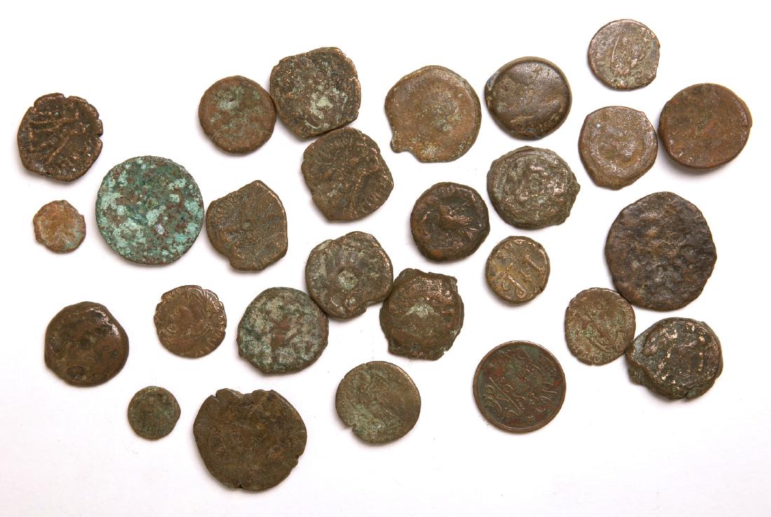 Lot of 27 Ancient Greek Roman, Byzantine Bronze Coins (1 of 1)