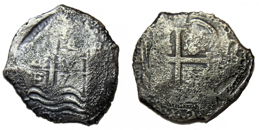 Carlos II. 1667-1700. AR 8 Reales (38mm, 21.70 gm).: Carlos II. 1667-1700. AR 8 Reales (38mm, 21.70 gm).Potosi Dated 1677 8 Reales Carlos II 2 dates "Consolacion". Fine, toned. Comes with certificate of authenticity please photos.