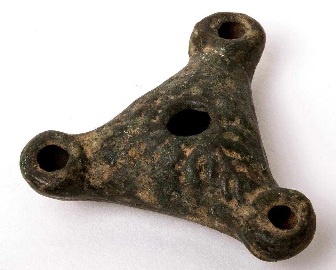 Ancient Roman Bronze Oil Lamp with three Spouts c.2nd c (1 of 1)