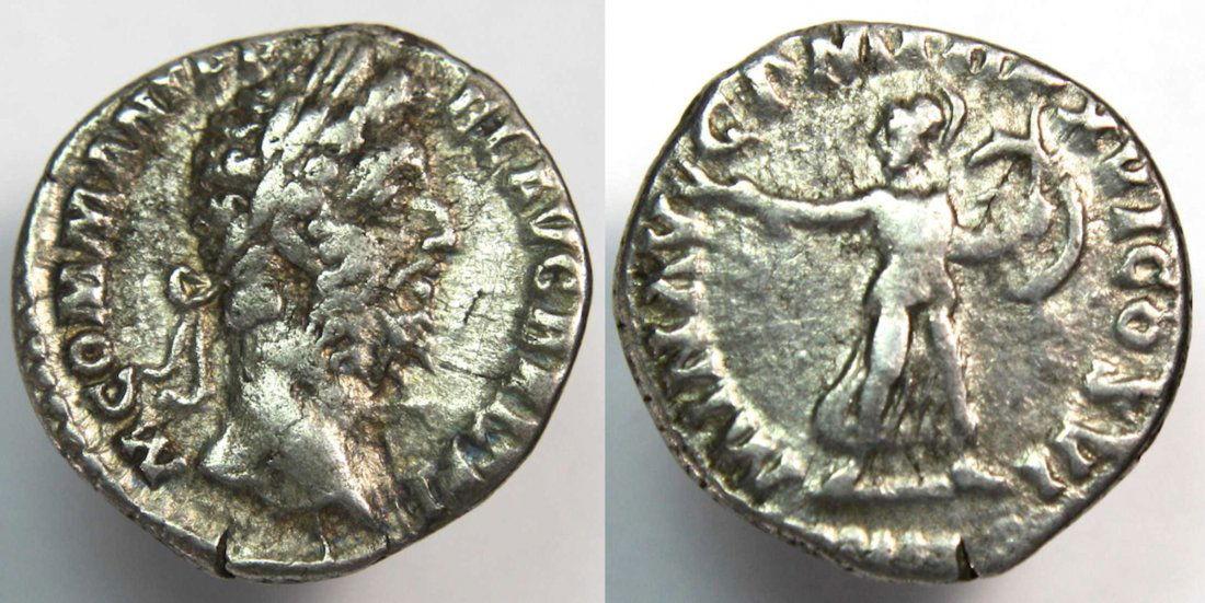 Ancient Roman Silver Denarius Commodus (177-192). (1 of 2)