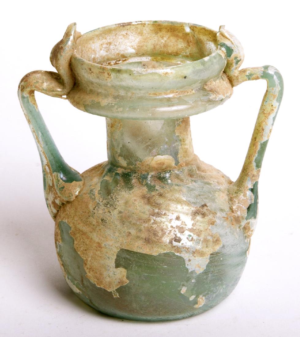 Ancient Roman Green Glass Jar Holyland, Circa 1st to 3r (1 of 2)