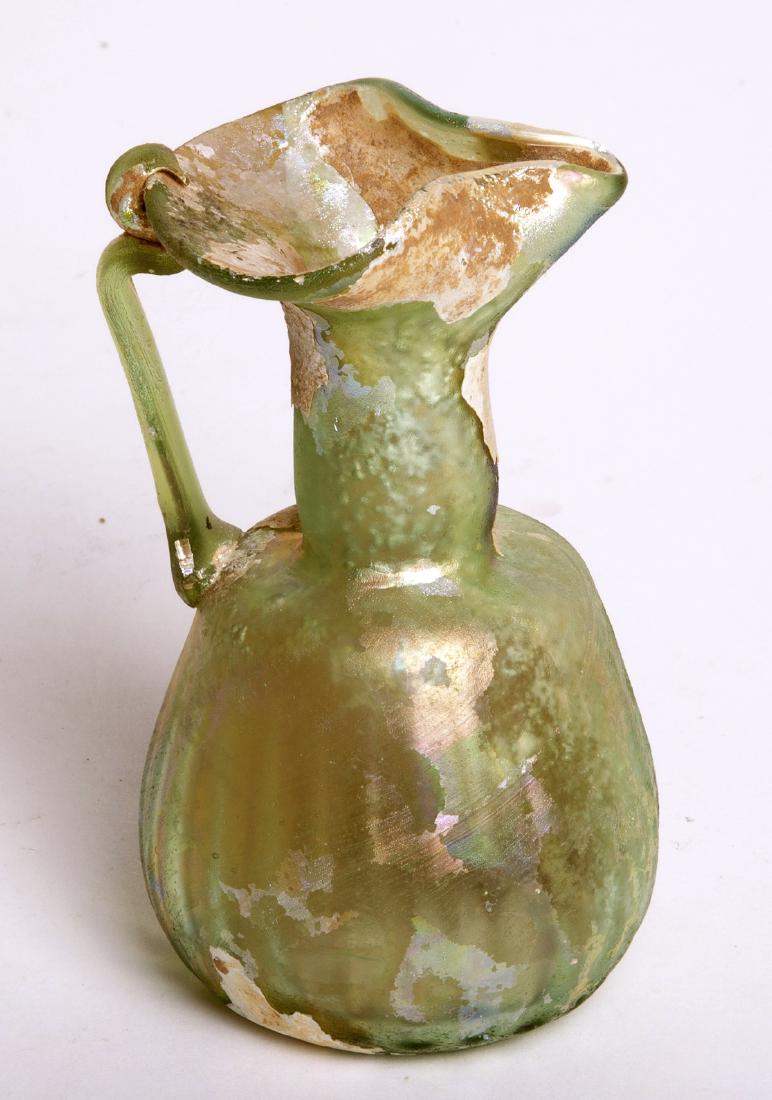 Ancient Roman Green Glass Oinochoe Jug Circa 1st to 3rd (1 of 1)
