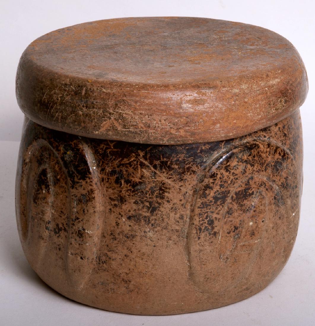 Ancient Pre Columbian Colima Pottery Lidded Drum Effigy (1 of 2)