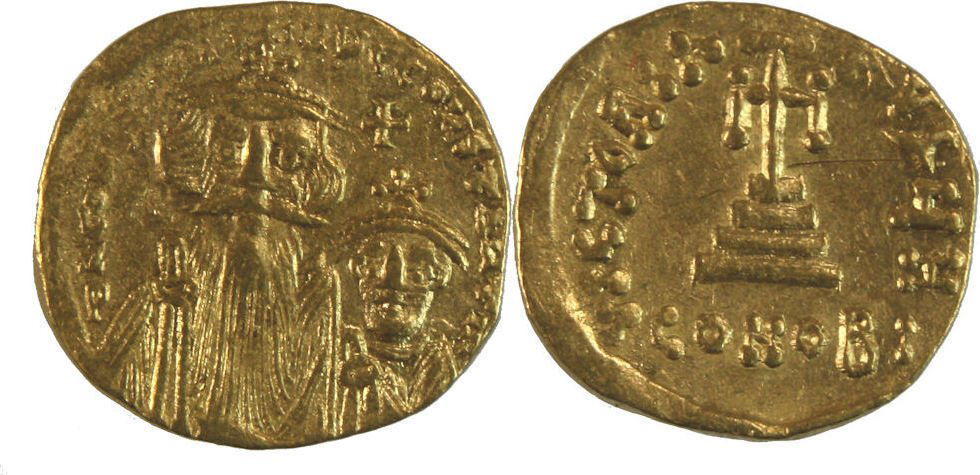 Ancient Byzantine Constans II, with Constantine IV. 641 (1 of 1)