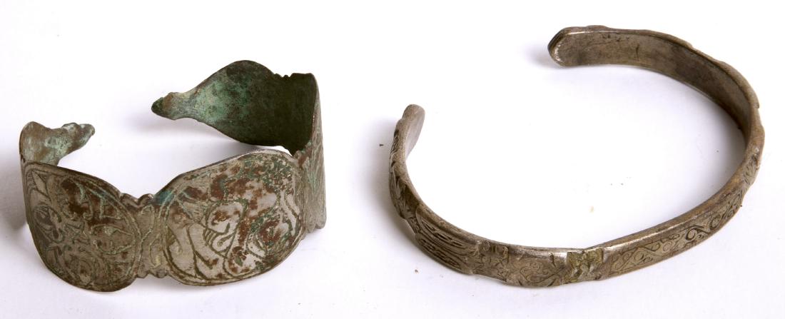 Lot of 2 ANcient Islamic Silver Bracelets c.12th15th ce (1 of 2)