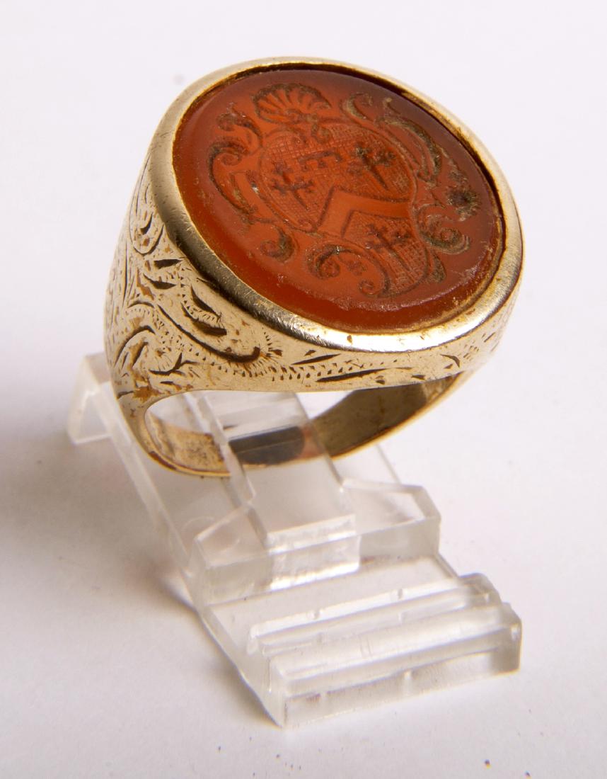Antique European gold ring with Carnelian Intaglio (1 of 1)