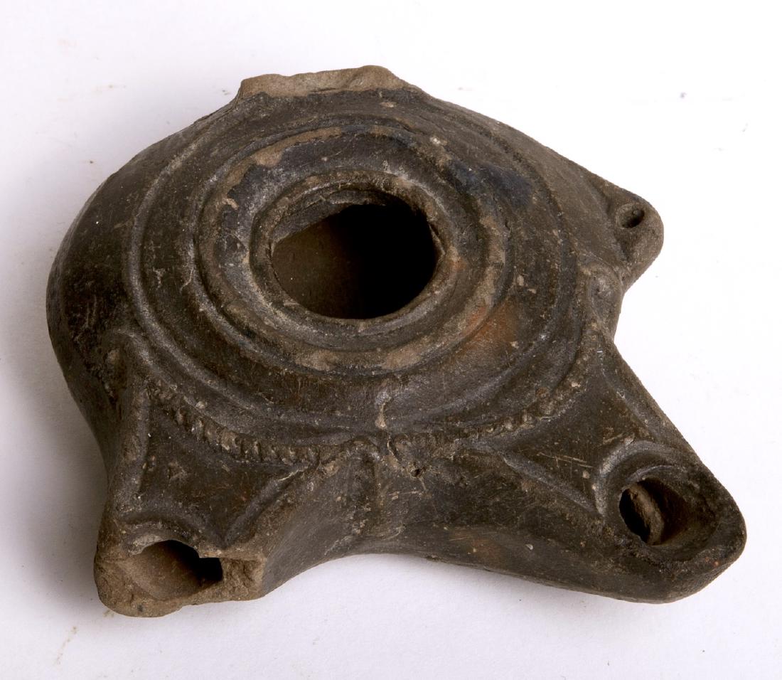 Ancient Roman Terracotta oil lamp with double spout (1 of 2)