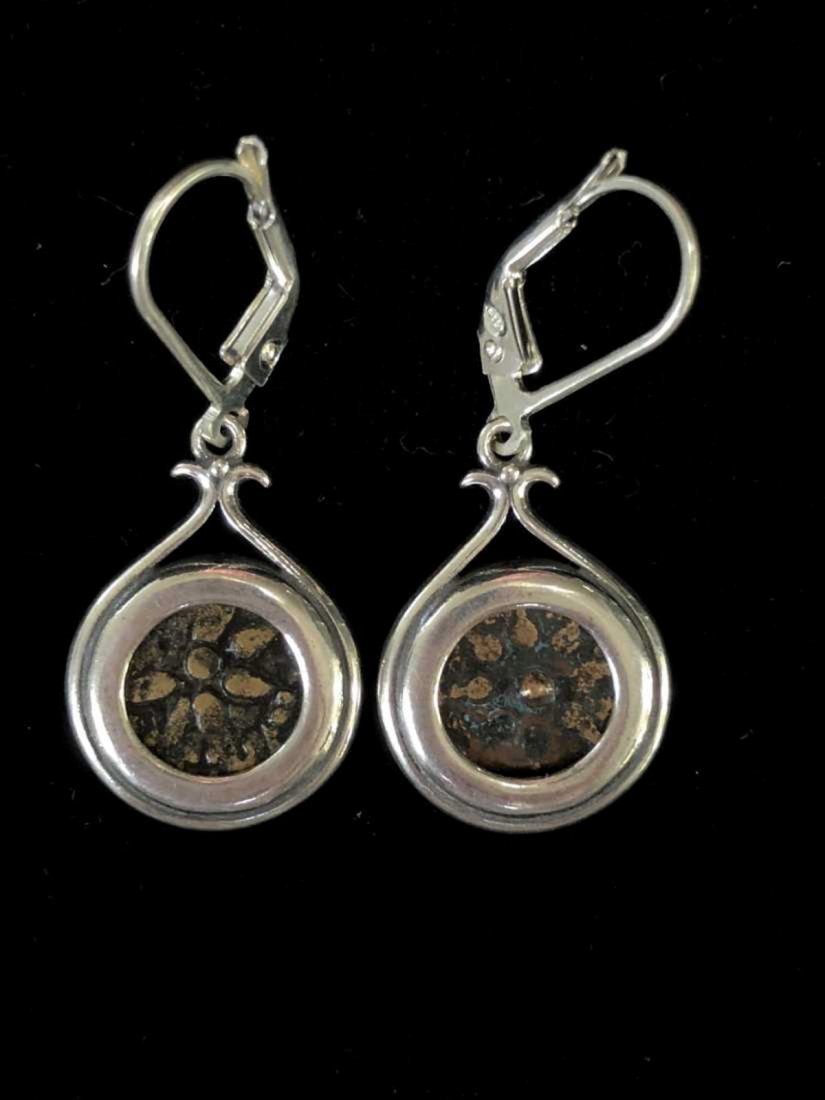 Ancient Widows Mites coins set in Silver earrings c.1st (1 of 2)