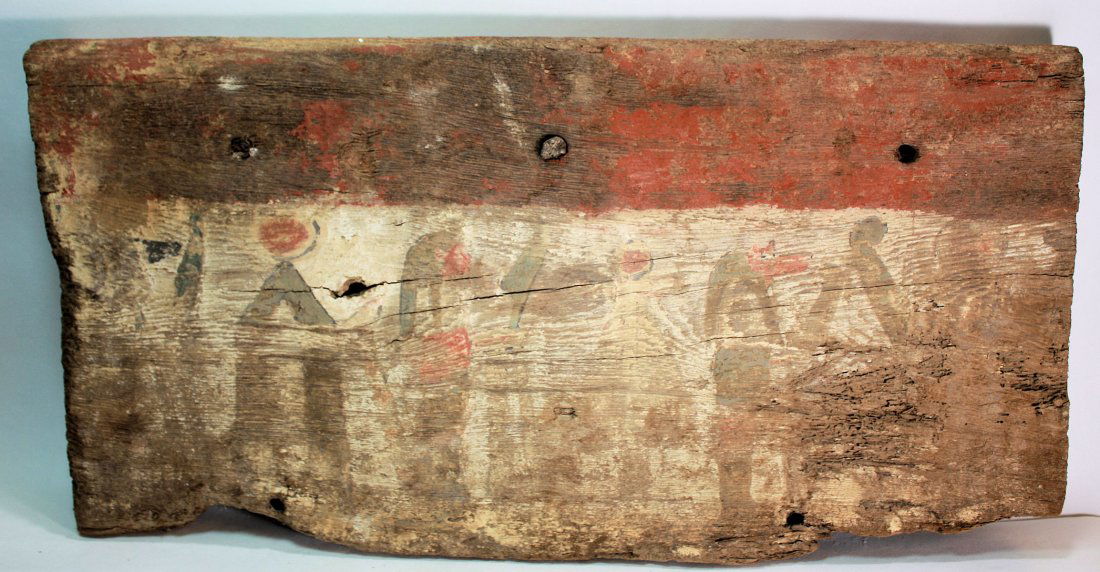 Ancient Egyptian Sarcophagus Wood Panel c.664-332 BC (1 of 2)