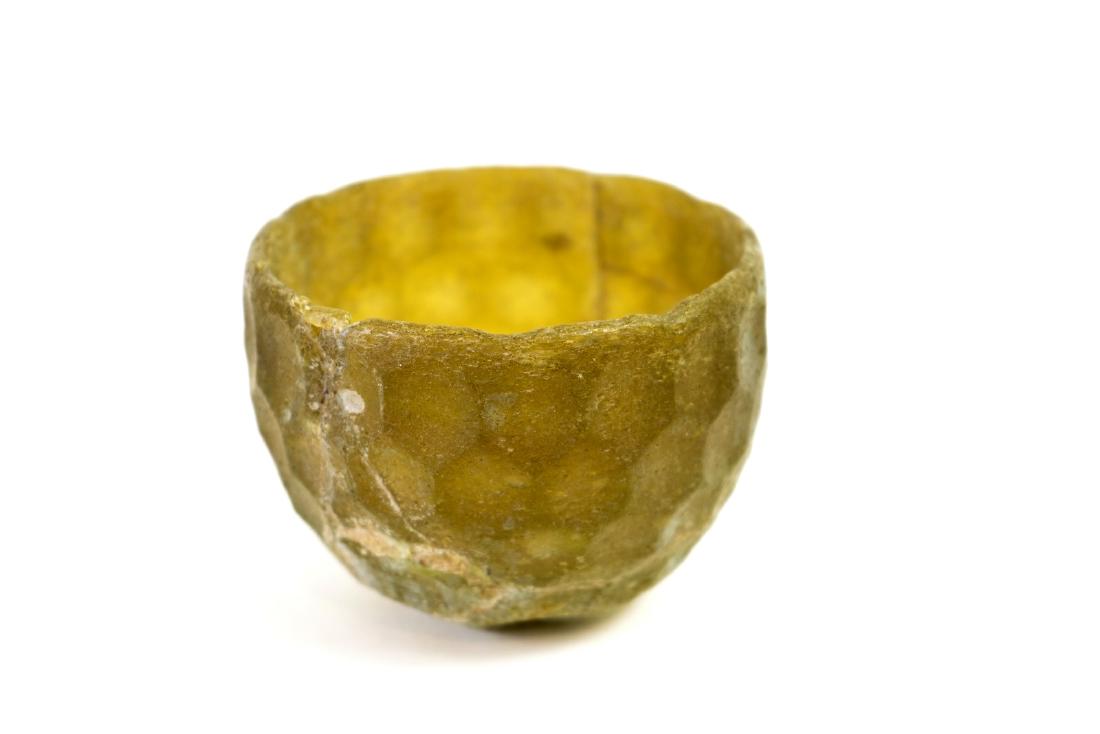 Ancient SASANIAN GREEN CUT GLASS BOWL  CIRCA 5TH-6TH CE (1 of 2)