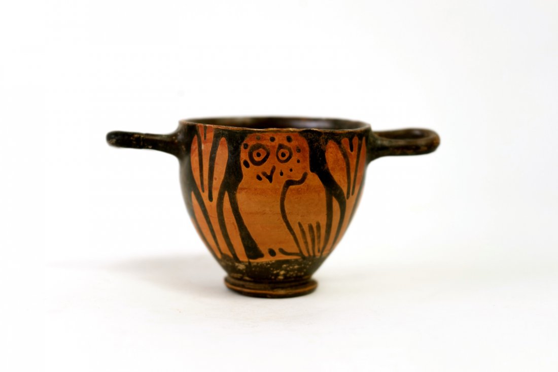 Apulian Gnathian Pottery Owl Cup Circa 4th Century BC (1 of 5)