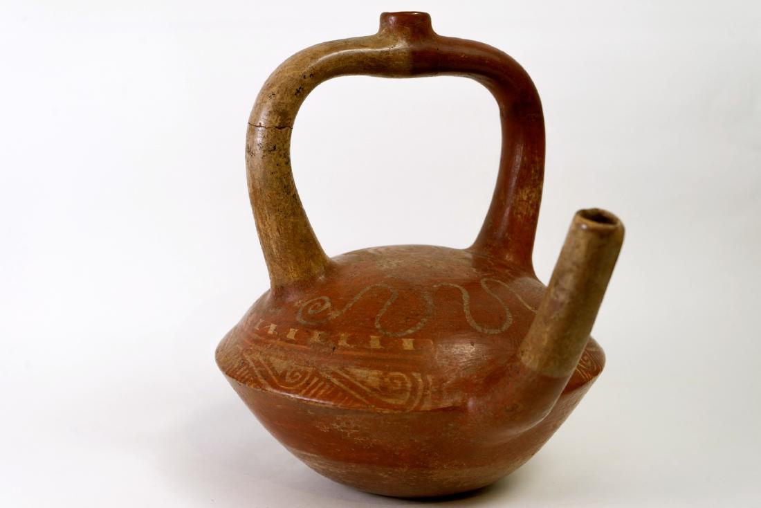 Michoacan Polychrome Stirrup Vessel -Tea Pot- West Mexi (1 of 2)