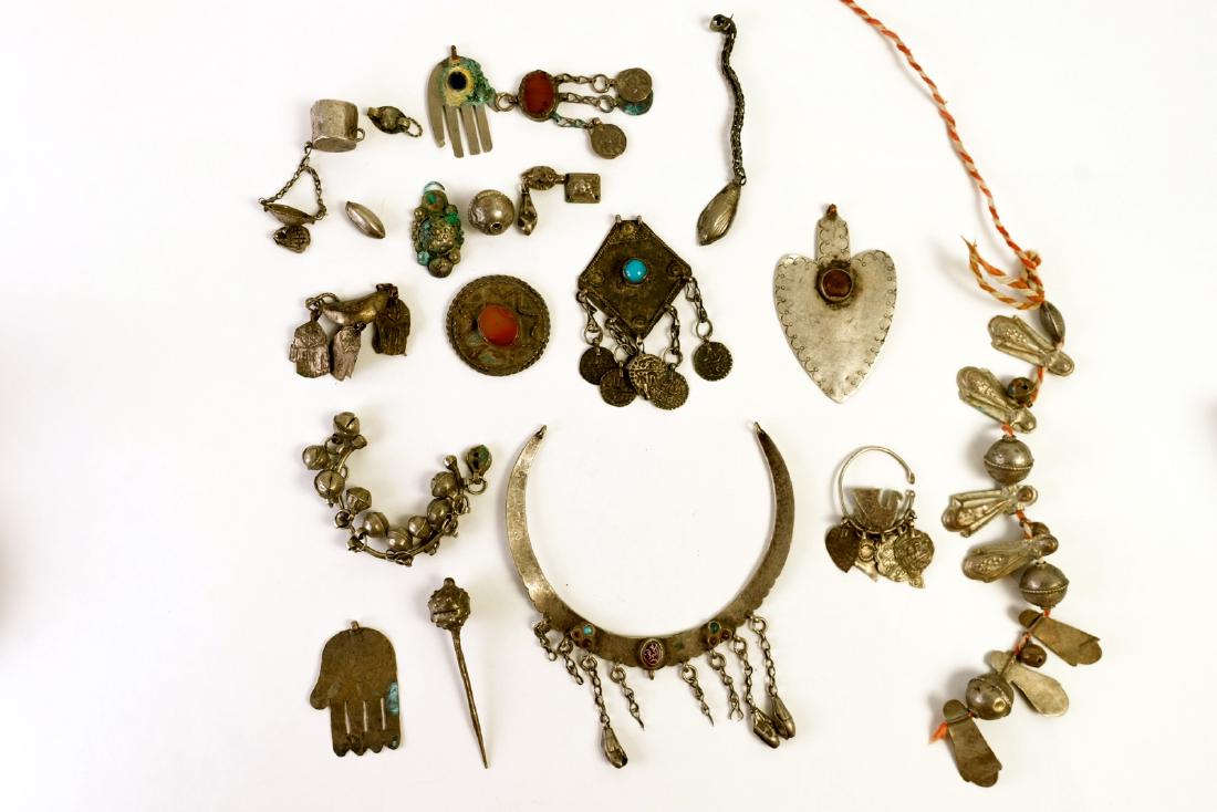 A Collection Of 20 Turkmenistan Silver Tribal Jewelry. (1 of 1)