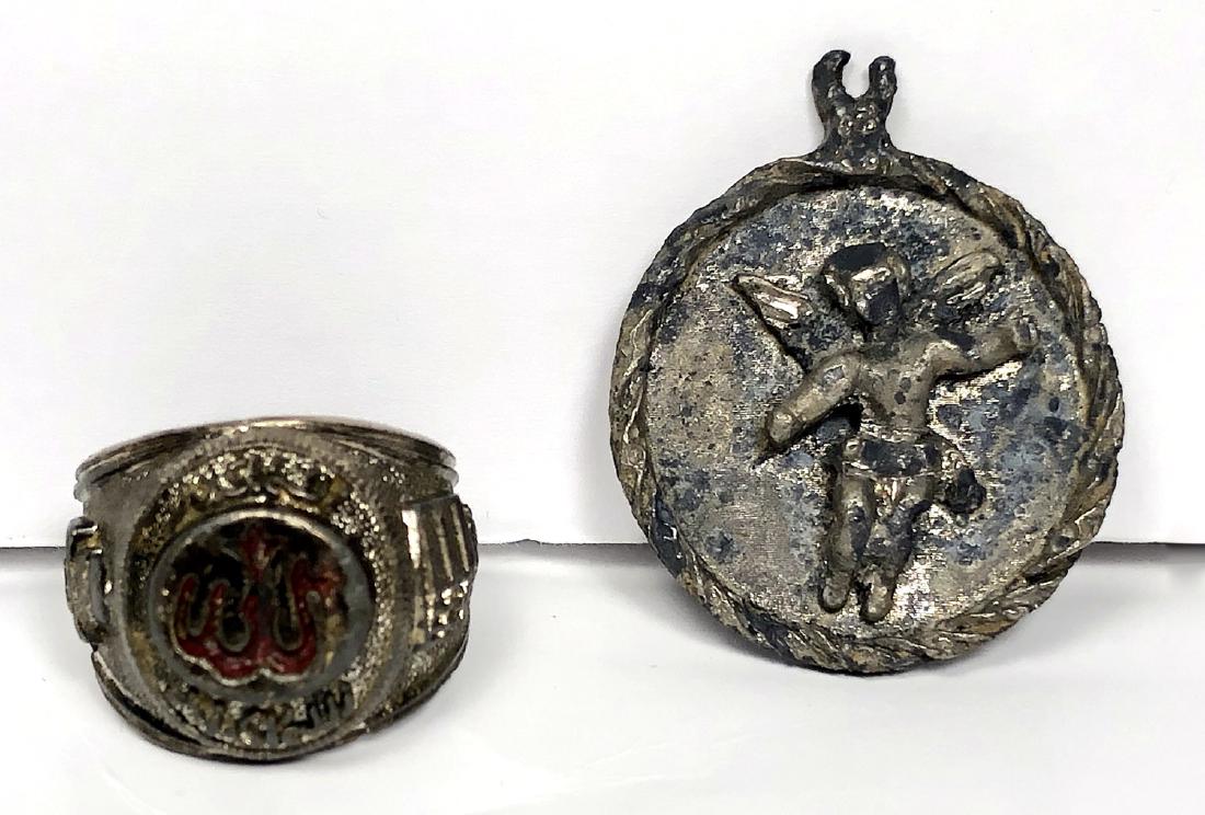 Large Islamic Copper Ring, Medieval metal Eros Pendant (1 of 2)