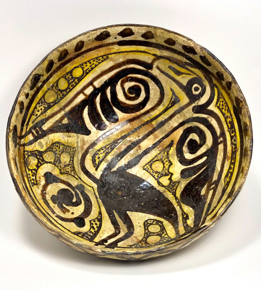 Ancient Persian Islamic Nishapur Ceramic Bowl with Bird (1 of 3)