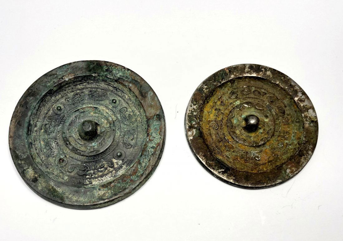 Lot of 2 Chinese Bronze mirrors, Han Dynasty Style? (1 of 2)