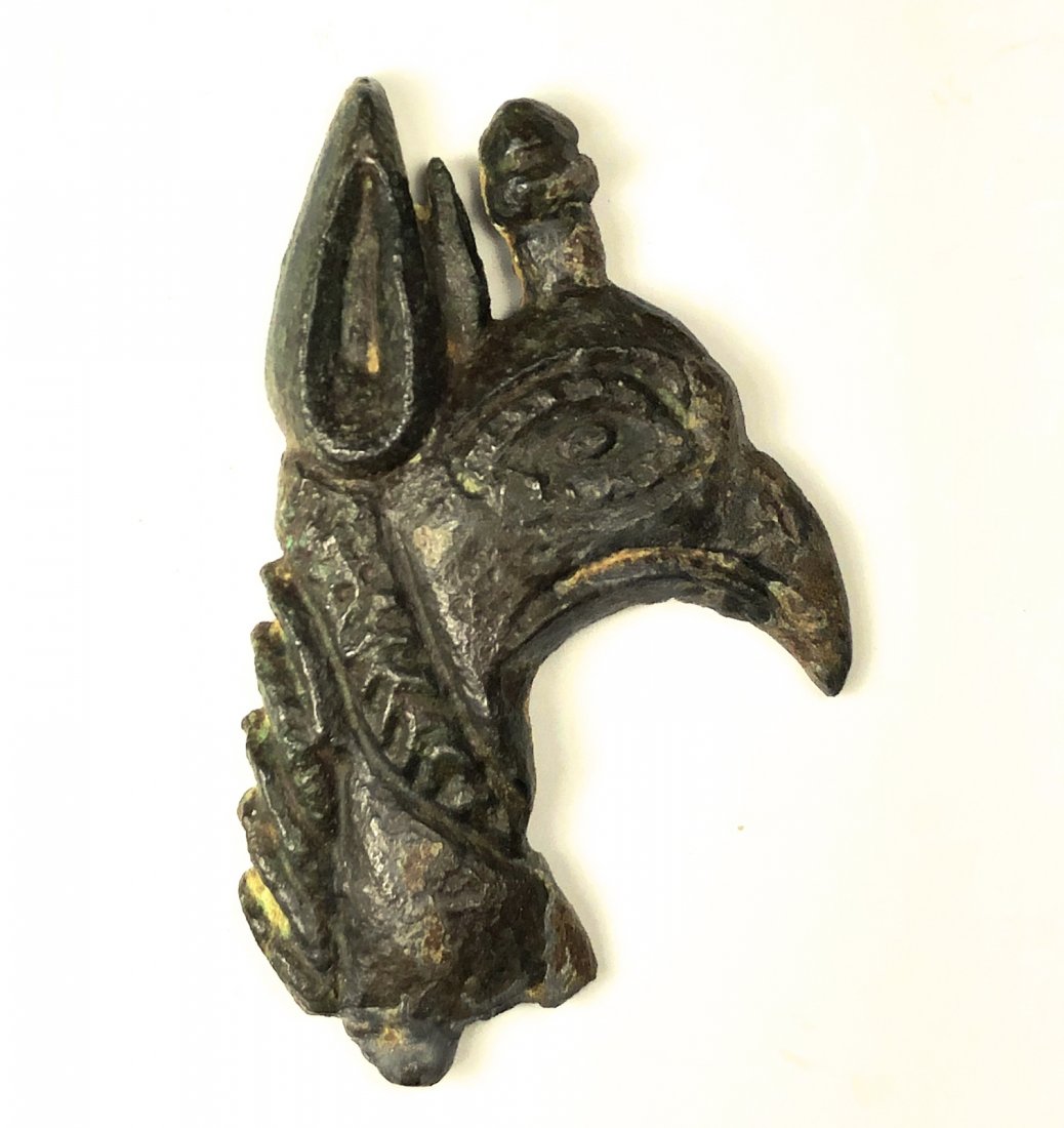 Early Medieval Bronze head of a Griffin Applique c.12th (1 of 2)