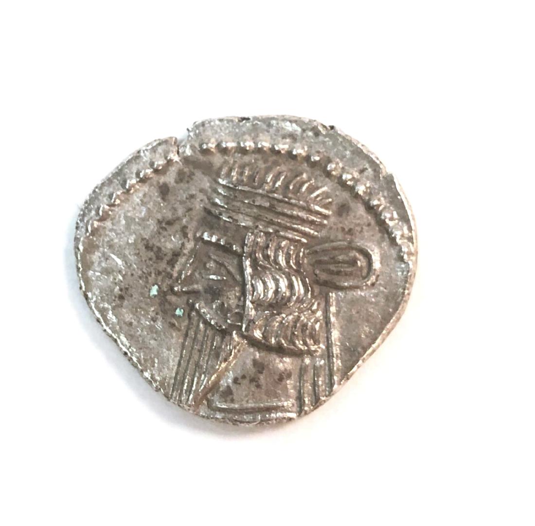 Ancient KINGS of PARTHIA. Vologases III. Circa AD. Coin: Ancient KINGS of PARTHIA. Vologases III. Circa AD 105-147. AR silver Drachm. Ekbatana mint. size 20 mm, weight 3.38 grams. Diademed bust left / Archer (Arsakes I) seated right on throne, holding bow; 