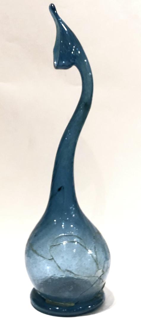 Islamic Persian Blue Glass Bottle c.18th: Islamic Persian Blue Glass Bottle c.18th century AD. Size 11 1/2 inches high. Unusual form of Blown blue glass Perfume bottle? Ex Anavian Gallery New York City.