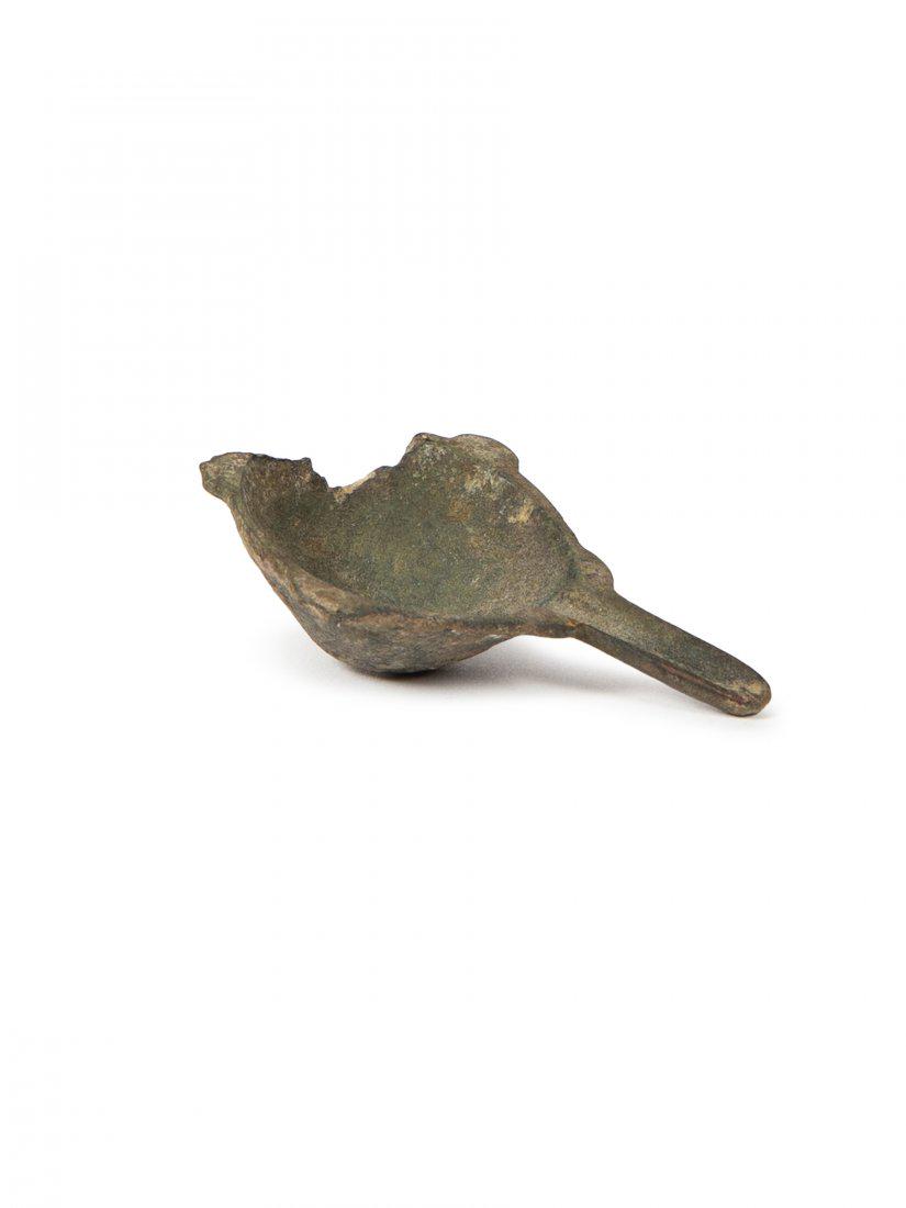 Ancient Byzantine Bronze Oil Lamp Filler c.6th century: Ancient Byzantine Bronze Oil Lamp Filler c.6th century AD. Size 2 3/4 inches length. Ancient losses and wear. Ex Franke Zollman USA.
