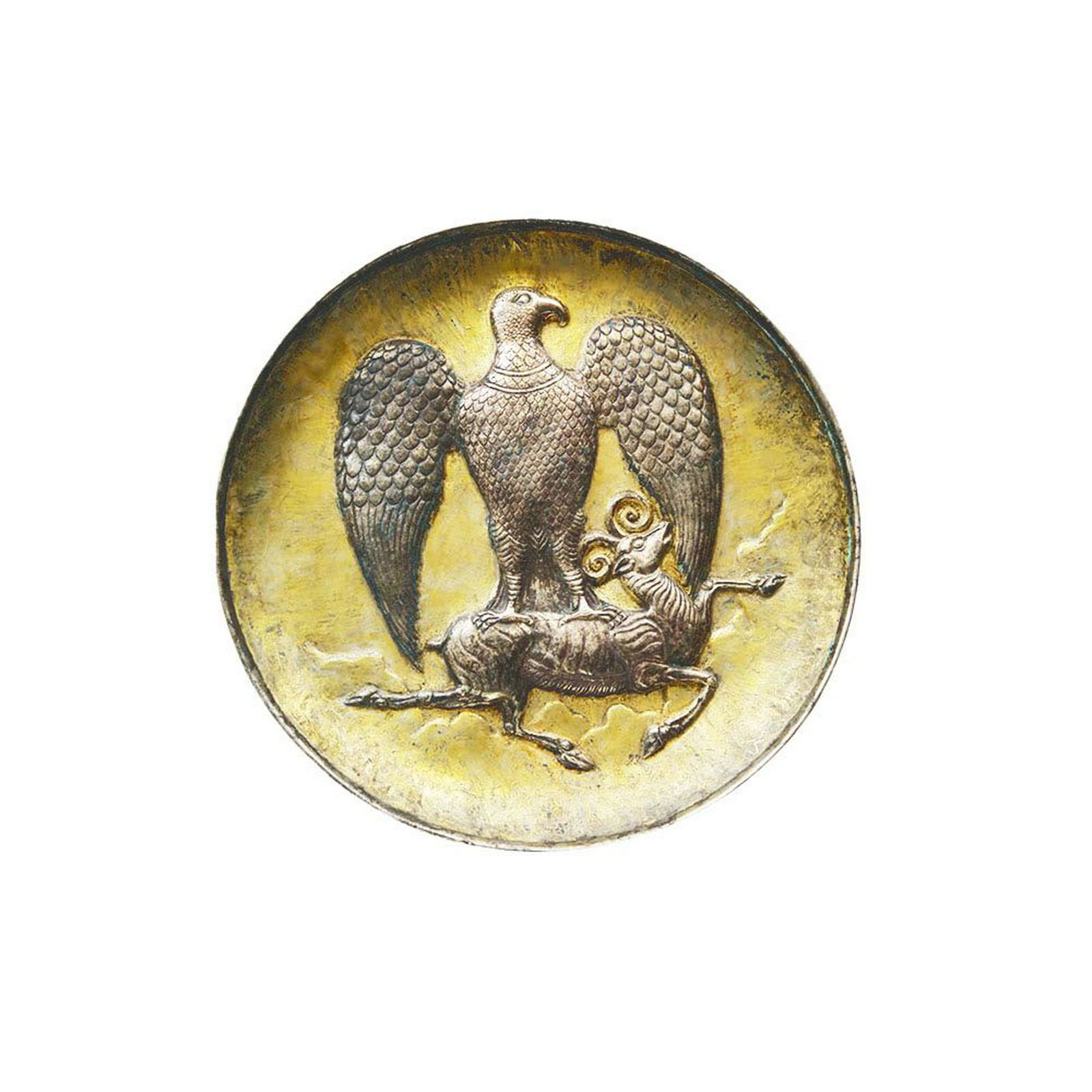 Sasanian Style Silver Footed Bowl with Eagle and Deer. (1 of 4)