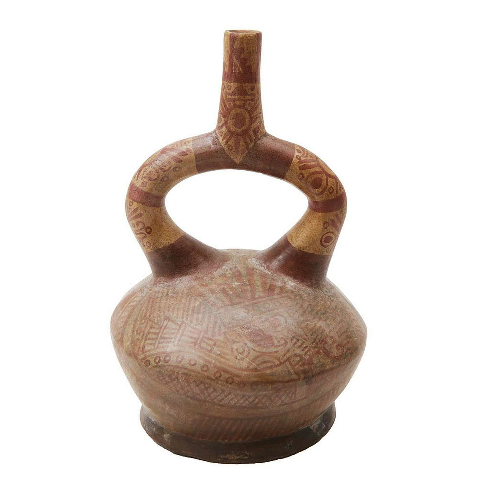 Ancient Pre Columbian moche stirrup Pottery vessel (1 of 2)