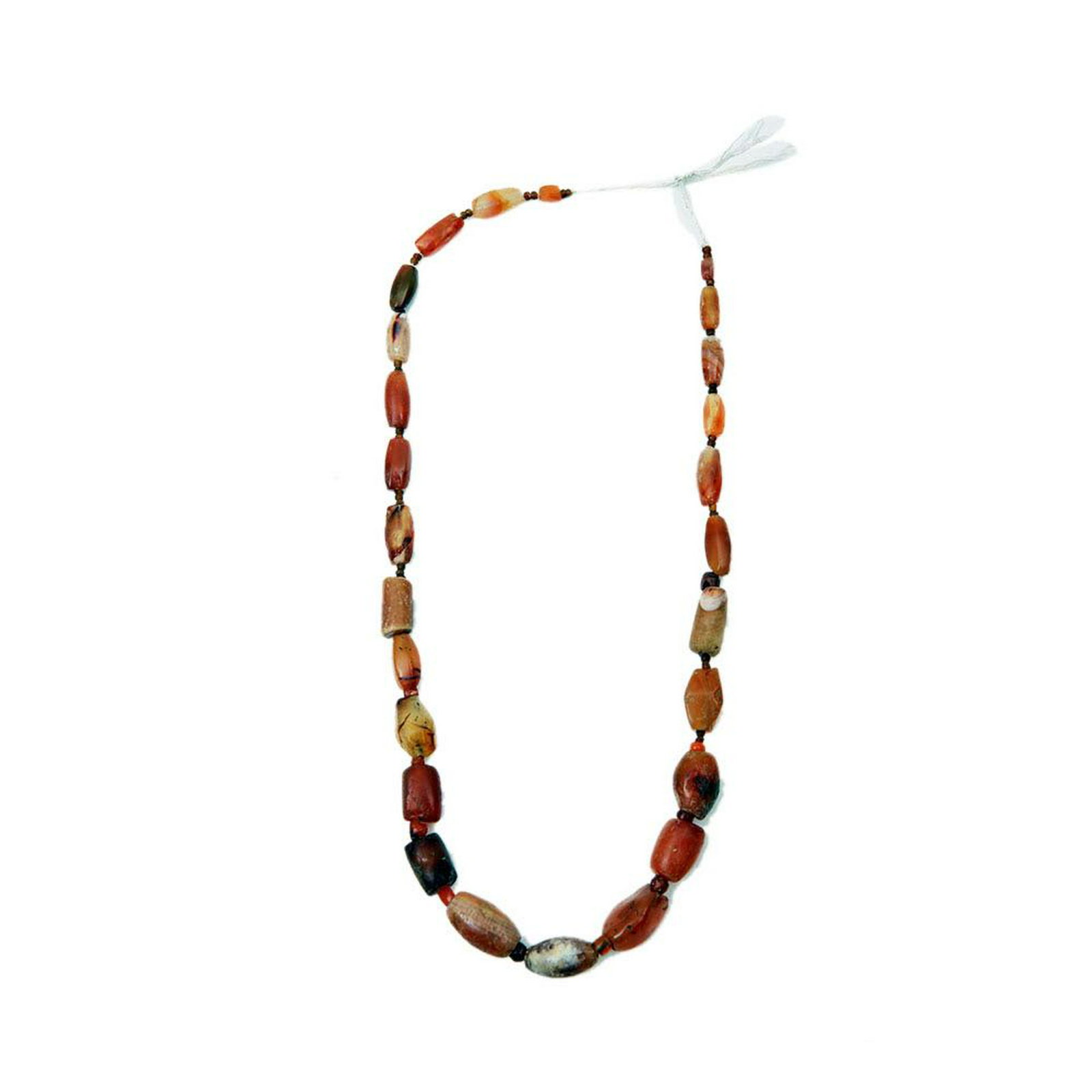 Ancient Roman Agate Beads Necklace c.2nd century AD.: Ancient Roman Agate Beads Necklace c.2nd century AD. size 16 1/2 inches length. Beads size 17-8 mm. Beautiful large size beads red agate (Carnelian) in a Strand. Condition: wear due to age and chips o