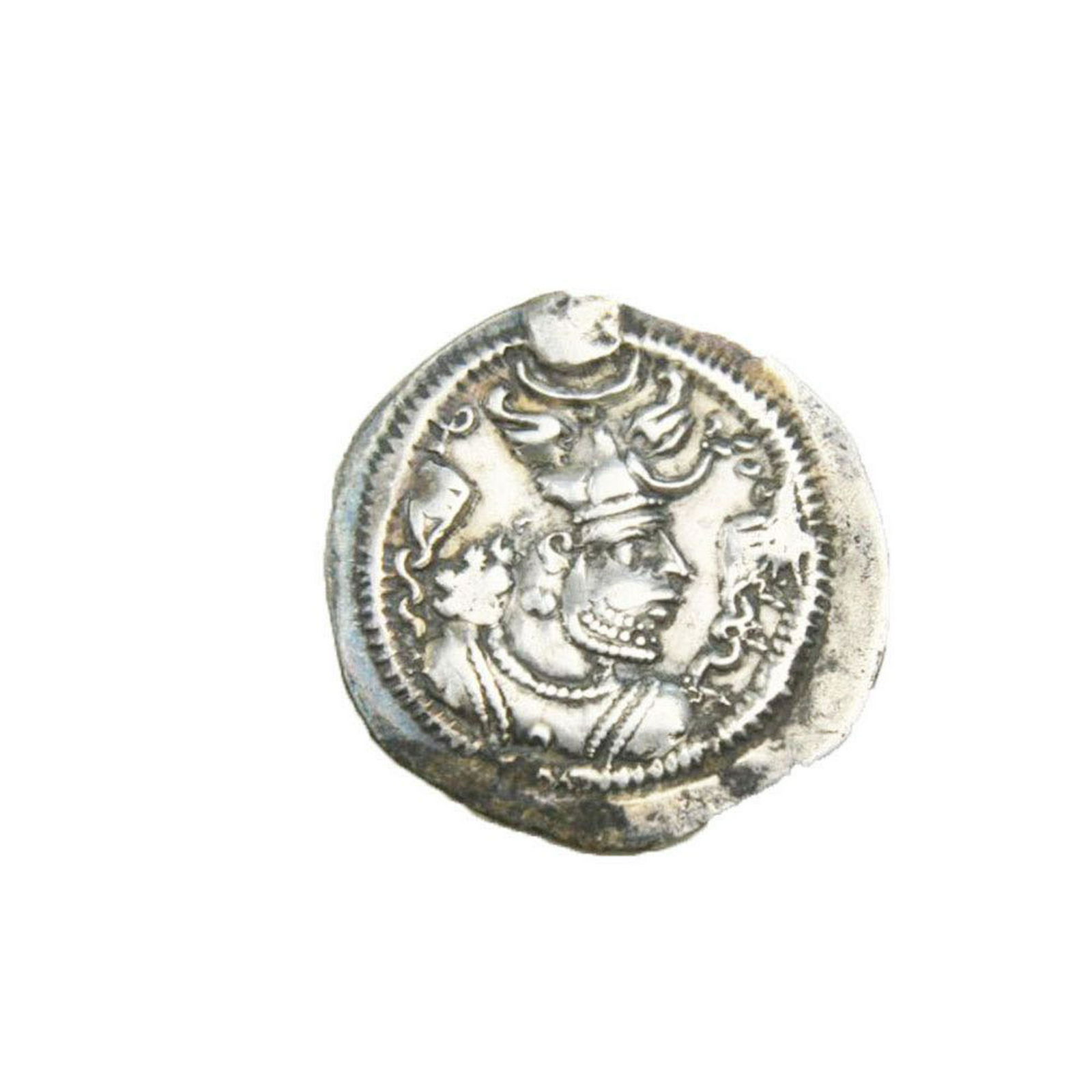 Ancient Sassanian silver coin: SASANIAN KINGS. PÄ“rÅz (1 of 2)