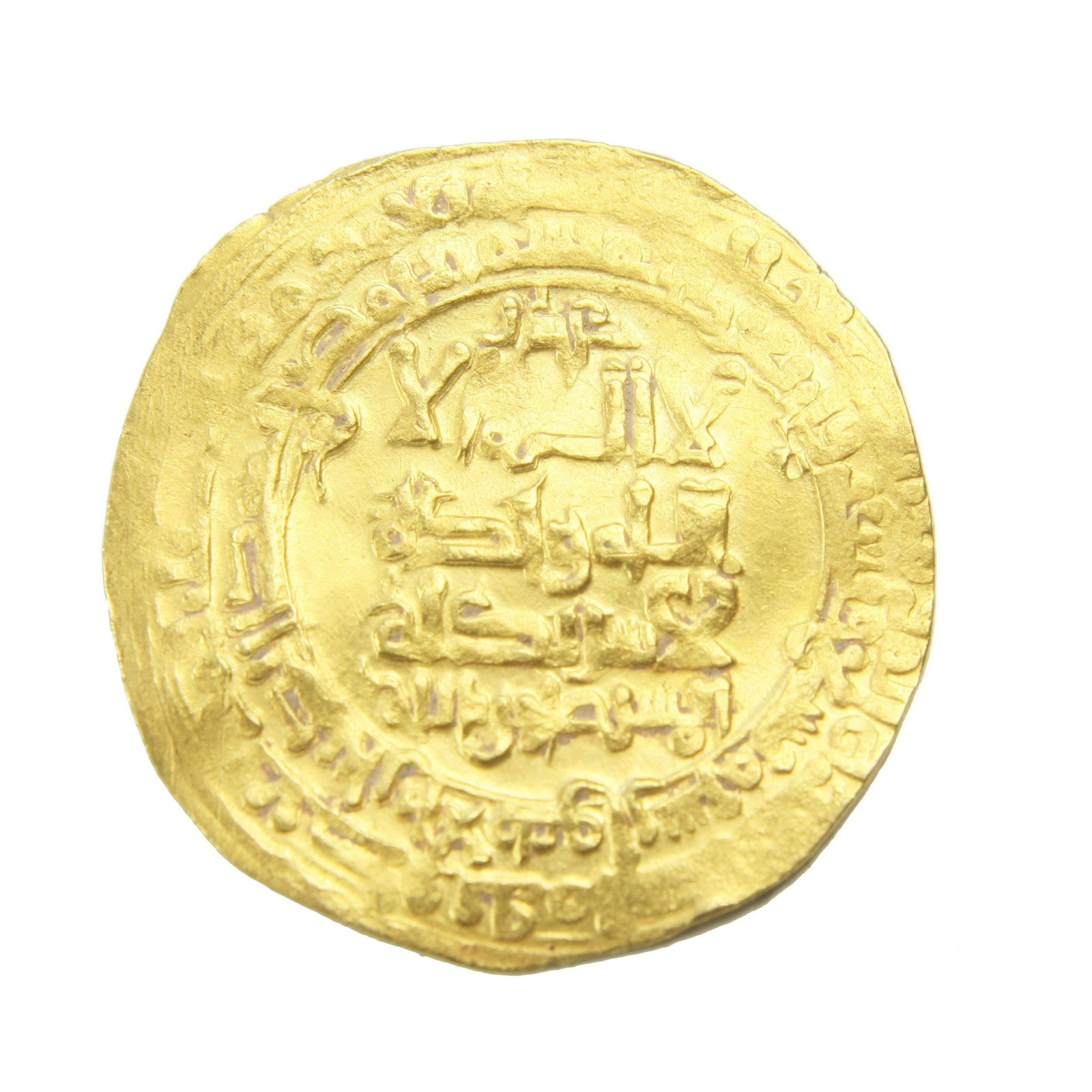 Islamic Gold coin, Abbasid Kakway: Islamic Gold coin, Great Seljuqs. Muhammad I, AH 492-511/1099-1118 AD. Dinar, al-Ahwaz AH 499. Ruler cited as Ghiyath al-Din Abu Shuja` b. Malikshah. 25mm, 2.98 gm