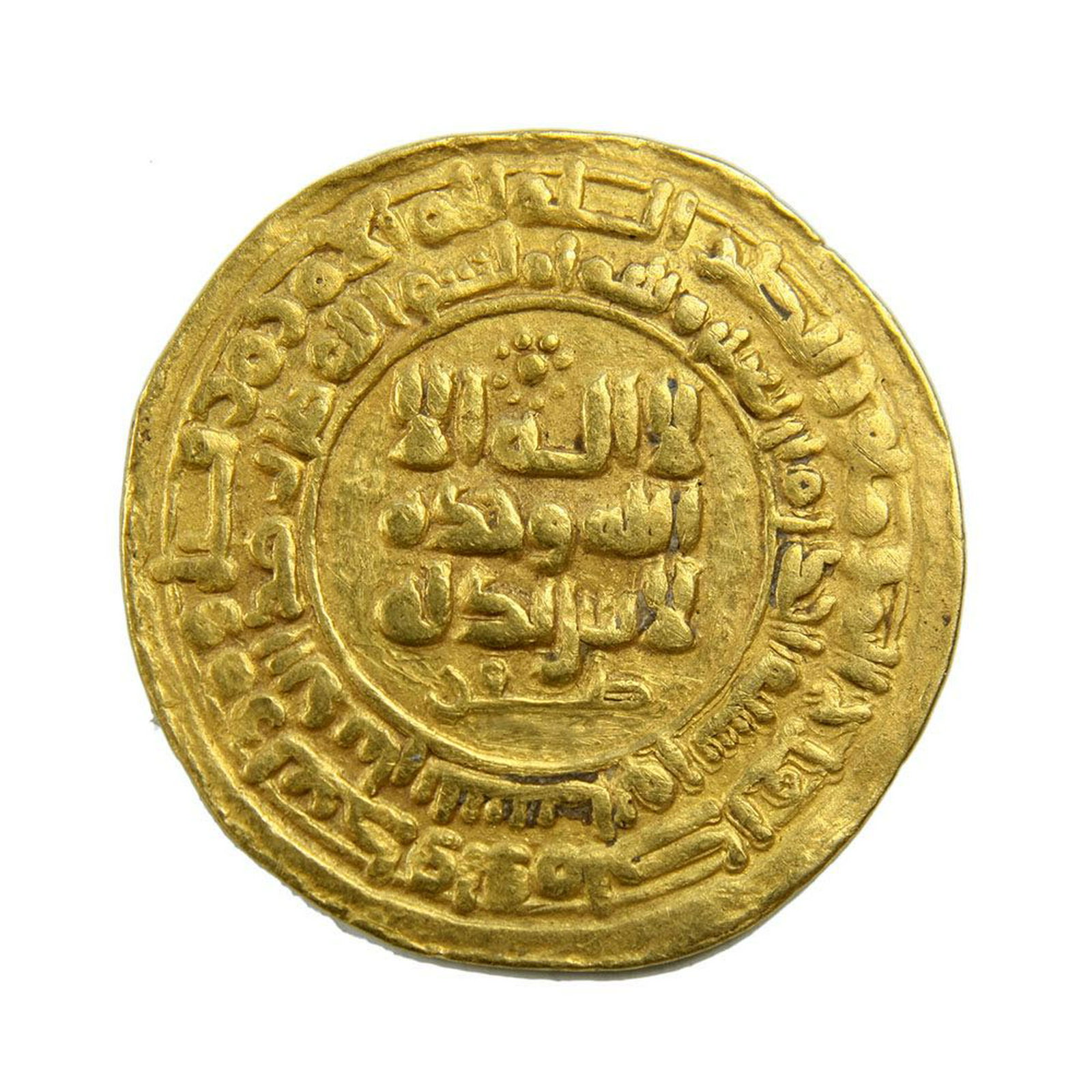 Islamic gold coin, Samanid. Nuh II b. Nasr, AH: Samanid. Nuh II b. Nasr, AH 331-343/943-954 AD. AV Dinar (23mm, 4.60 gm), Nishapur AH 341. Zafar below.