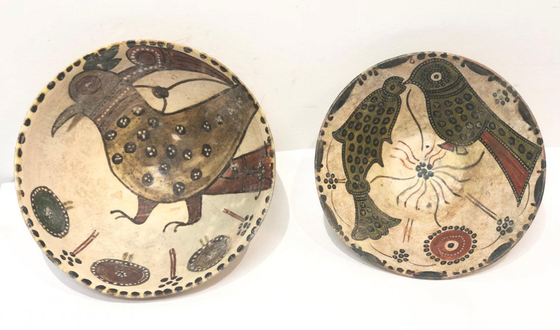 lot of 2 Persian Islamic, Nishapur ceramic bowls, Bird (1 of 1)