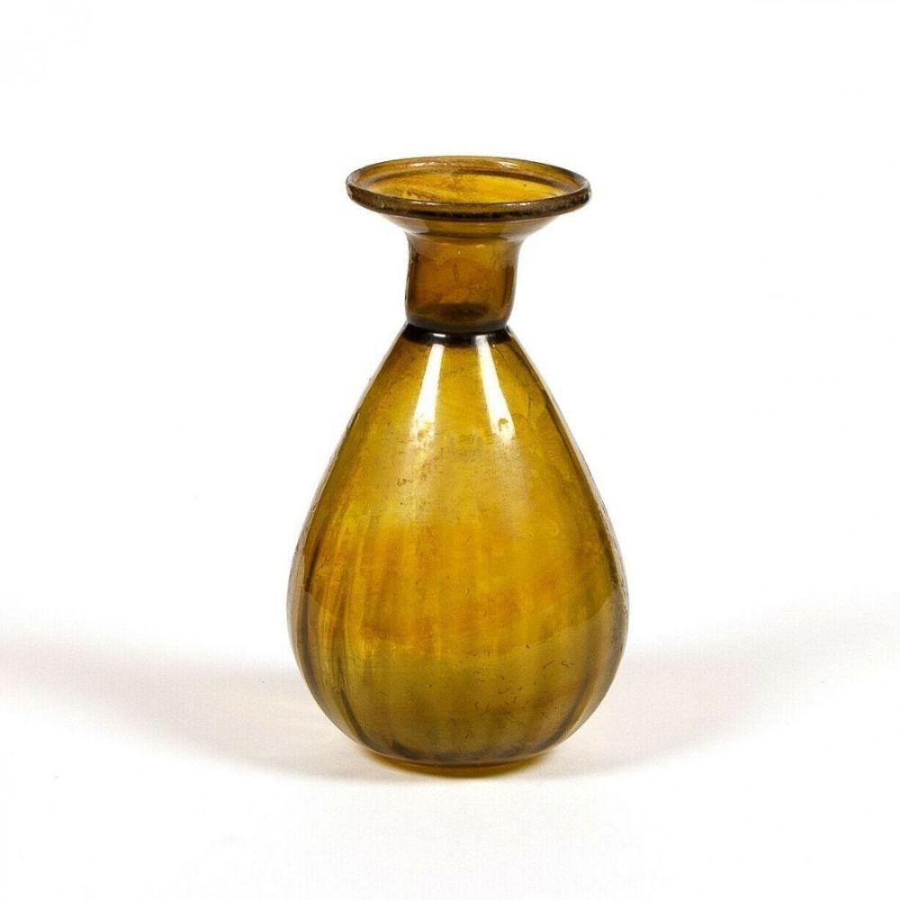 Ancient Roman Amber color Glass Bottle c.2nd century AD (1 of 2)