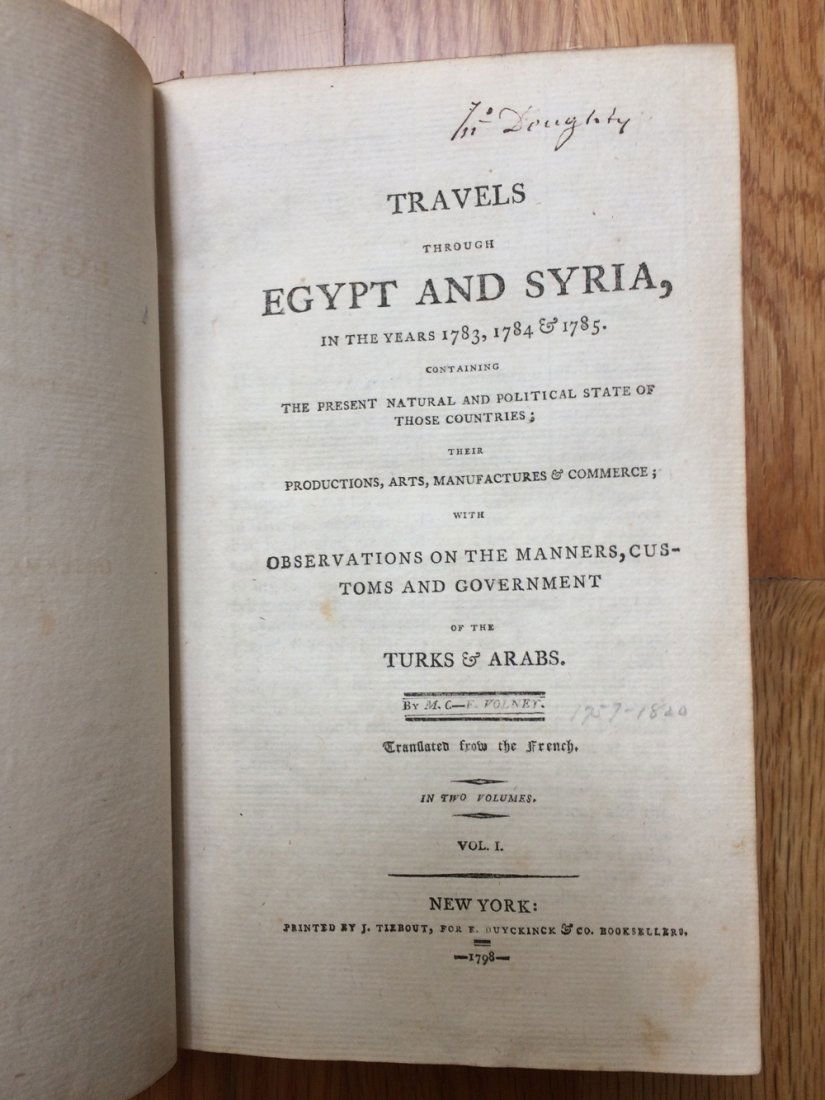 Earliest American Publication of Volney (1 of 1)