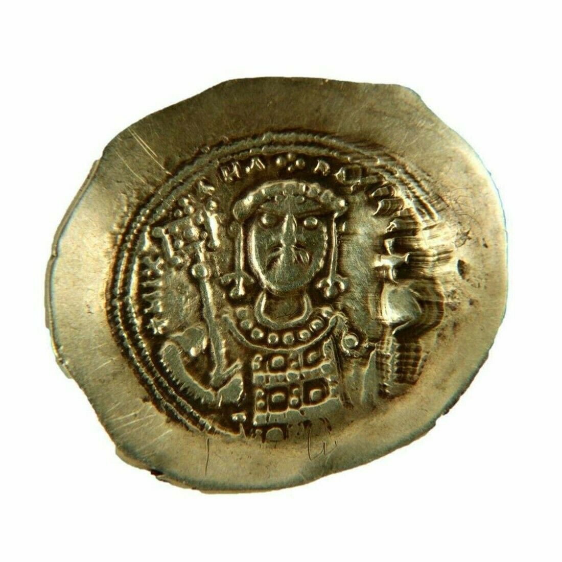 Ancient Byzantine Michael VII Ducas. 1071-1078. gold: Ancient Byzantine Michael VII Ducas. 1071-1078. gold Histamenon Nomisma (29mm, 4.34 grams). Constantinople mint. Facing bust of Christ Pantokrator / Crowned facing bust of Michael, holding globus cruc