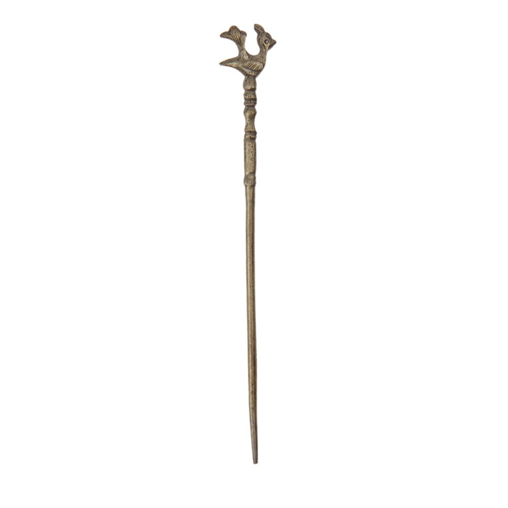 Ancient Islamic Bronze hair pin with Bird c.8th: Ancient Islamic Bronze hair pin with Bird c.8th century. Size 4 1/2 incheslength. Great looking hair pin with Bird. Great quality and details. Provenance: Ex David Saidian Estate New York city. to pre