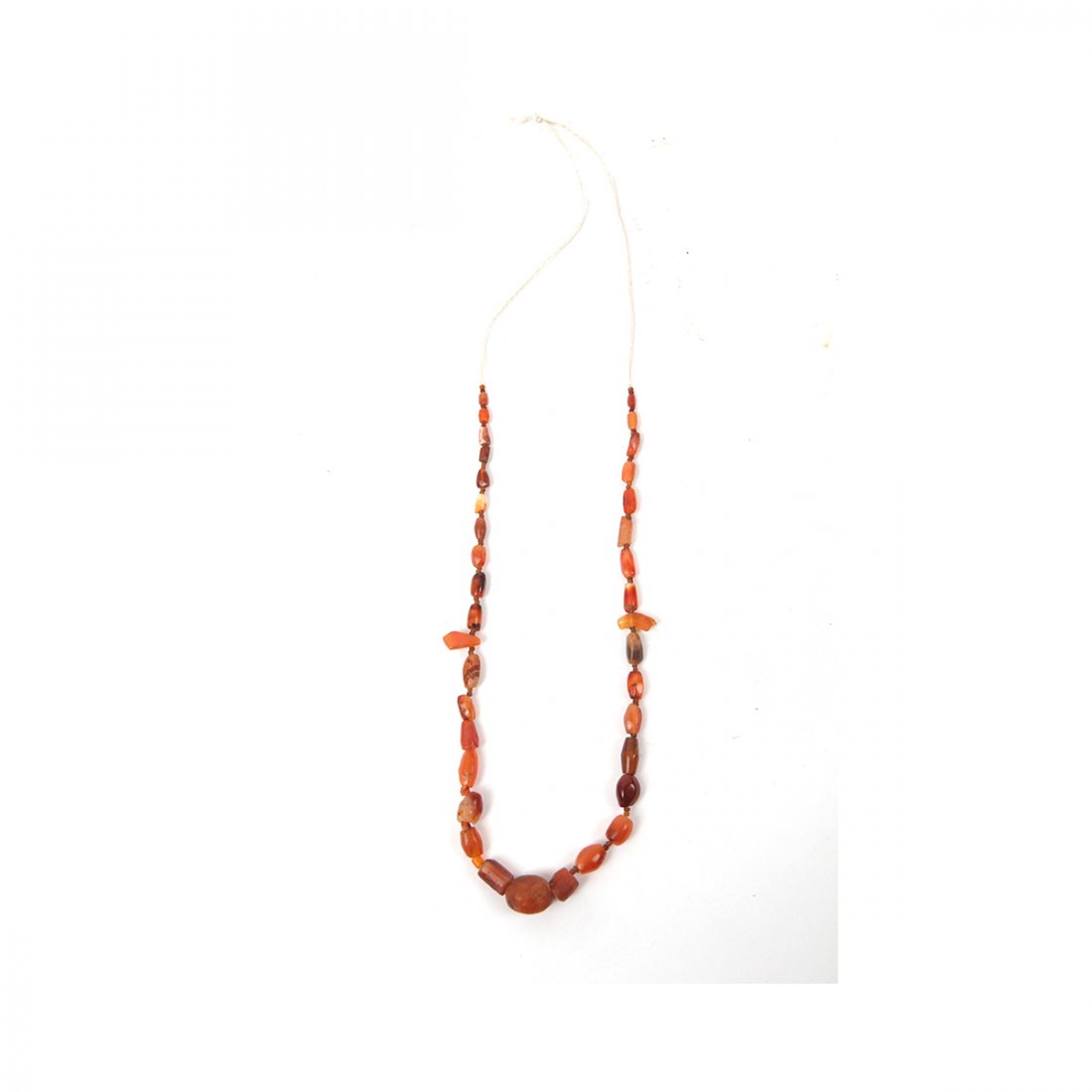 Ancient Roman Agate Beads Necklace c.2nd century AD.: Ancient Roman Agate Beads Necklace c.2nd century AD. size 18 inches length. Beads size 17-3 mm. Beautiful red agate (Carnelian) beads in a Strand. Condition: ware due to age otherwise perfect. Provena