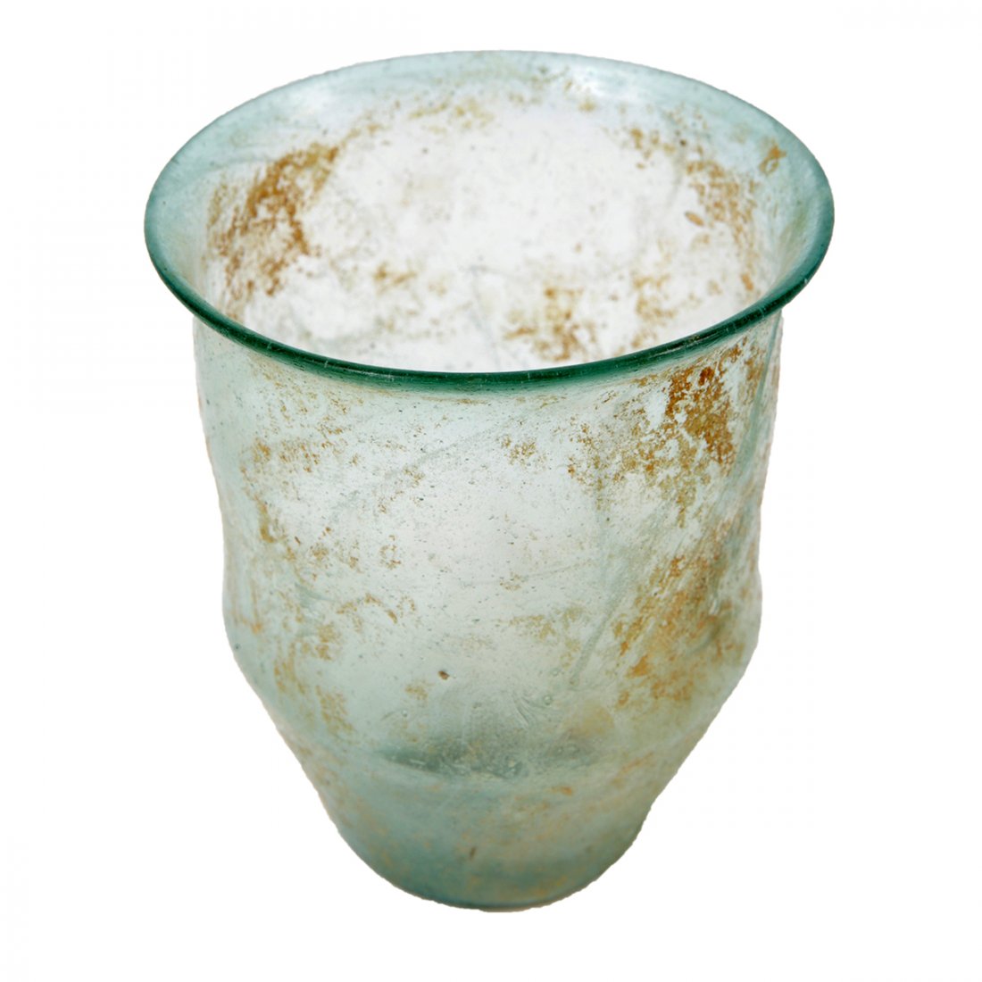 Ancient Roman Glass Cup Ex Corning Museum Of Glass: Ancient Roman Glass Cup Ex Corning Museum Of Glass c.1st-2nd century AD. Size 3 3/4 inches high x 3 inches wide. Fine Ancient Roman green glass wine cup with nice patina. Ex The Corning Museum Of Glas