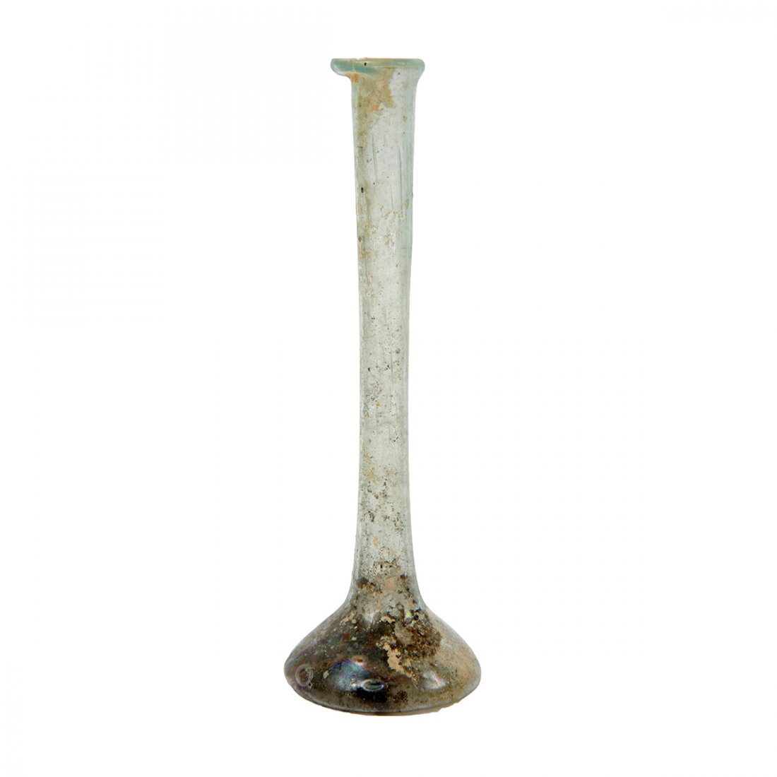 Ancient Roman Glass Bottle Ex Corning Museum Of Glass: Ancient Roman Glass Bottle Ex Corning Museum Of Glass c.1st-2nd century AD. Size 5 inches high. Fine Ancient Roman green glass bottle with nice patina. Ex The Corning Museum Of Glass August 9th 1973.
